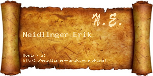 Neidlinger Erik névjegykártya